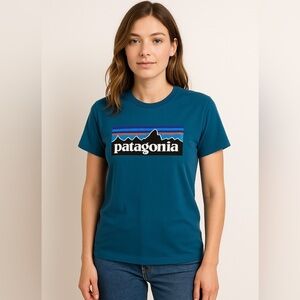 Patagonia Original Logo Short Sleeves T-Shirt Lago Blue Size XS